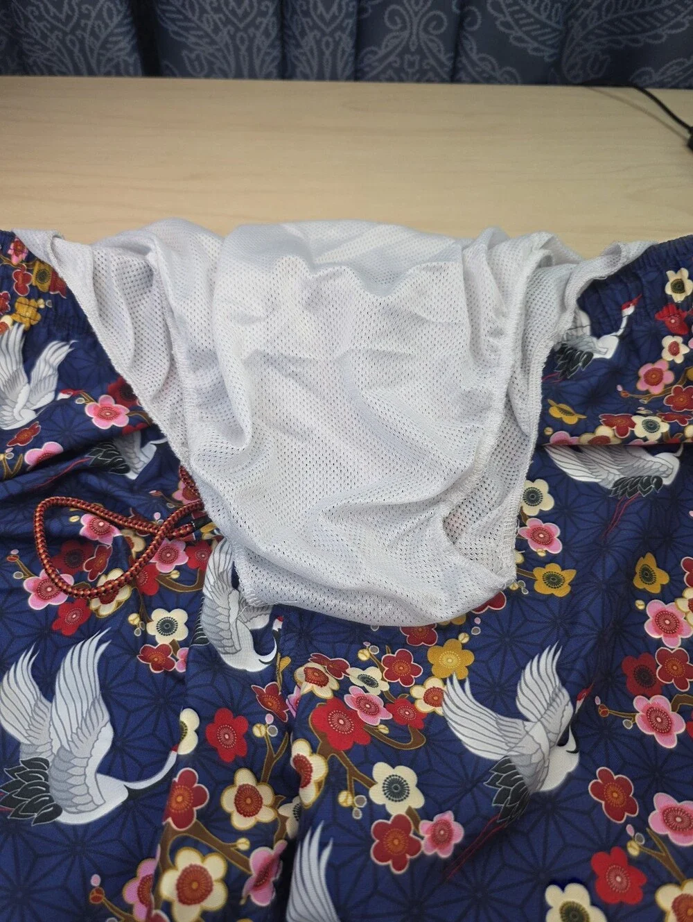 Broken Threads Surf Swim Trunks XL Japanese Crane Floral Print Board Shorts